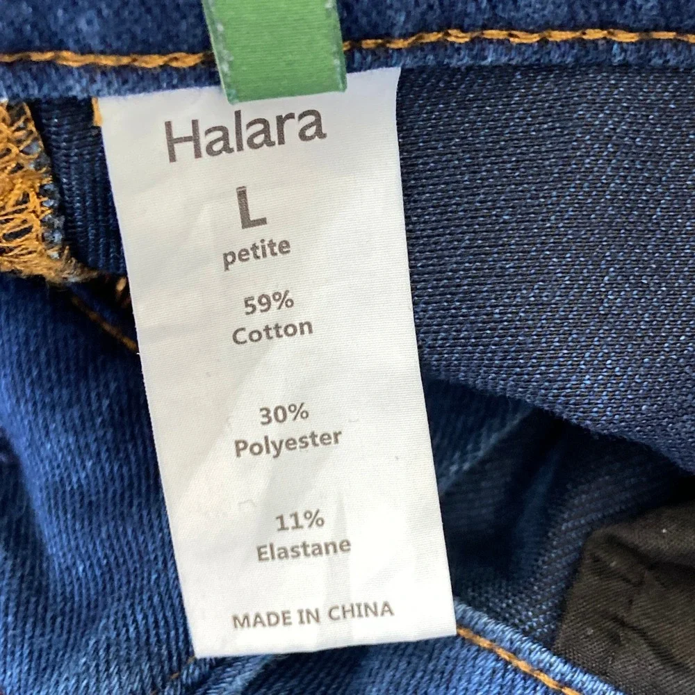 Halara High Waisted Flare Blue Stretch Denim Jeans Pants Womens Large Petite